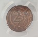 AUSTRALIA 1988 . TWO 2 CENTS COIN . ERROR . TWO 2 CENTS ON ONE CENT FLAN . PCGS GEM MS63